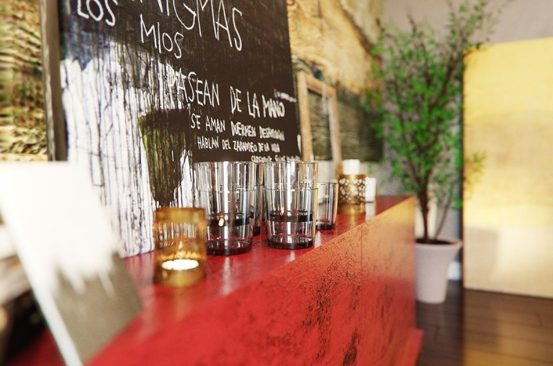 Оформление гостиной в прохладных серых тонах с акцентом на красный