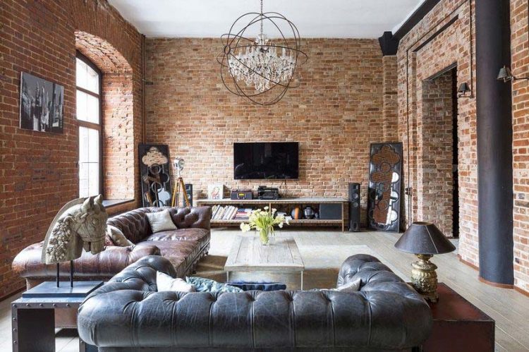 Современные, классические и индустриальные элементы в эффектном лофте