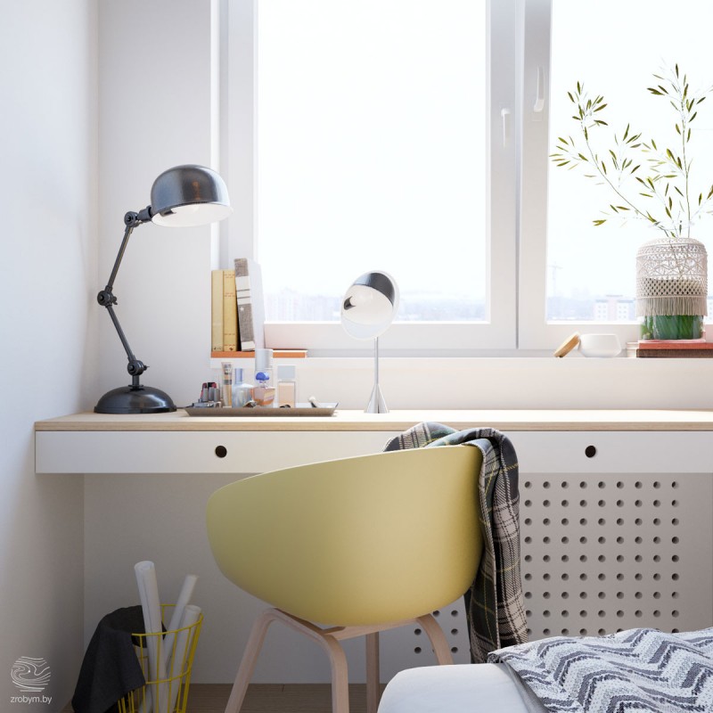 Небольшая квартира с открытой планировкой в серо-желтых тонах Небольшая квартира с открытой планировкой в серо-желтых тонах