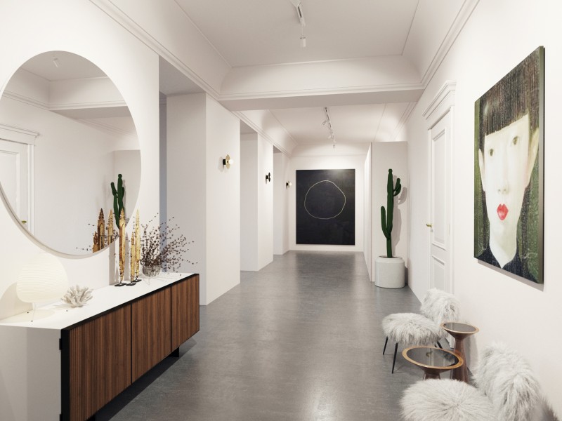 Интерьер просторной светлой квартиры с яркими акцентами