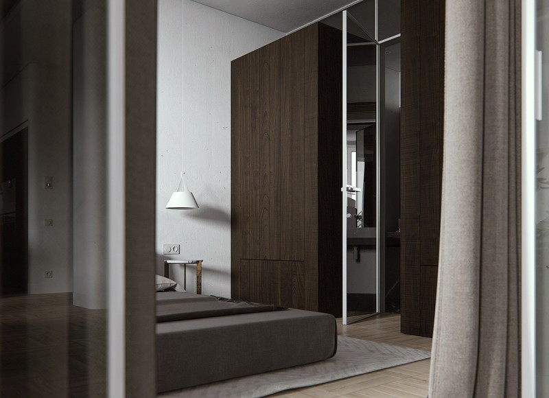 Приглушенные оттенки зеленого и богатые тона дерева в декоре современных апартаментов Приглушенные оттенки зеленого и богатые тона дерева в декоре современных апартаментов