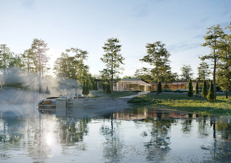 Финская вилла со стеклянными стенами и собственным пирсом
