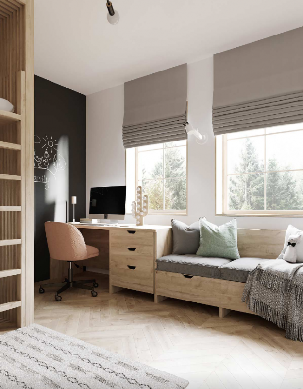 Умеренно аскетичное пространство для молодой семьи с двумя детьми Умеренно аскетичное пространство для молодой семьи с двумя детьми