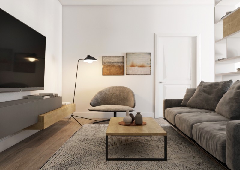 Интерьер пентхауса в серых тонах