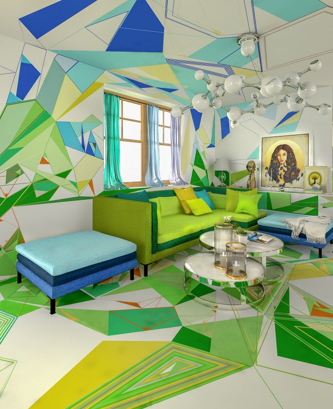 Интерьер дома в Софии, Болгария, вдохновленный работами импрессионистов XIX века Интерьер дома в Софии, Болгария, вдохновленный работами импрессионистов XIX века