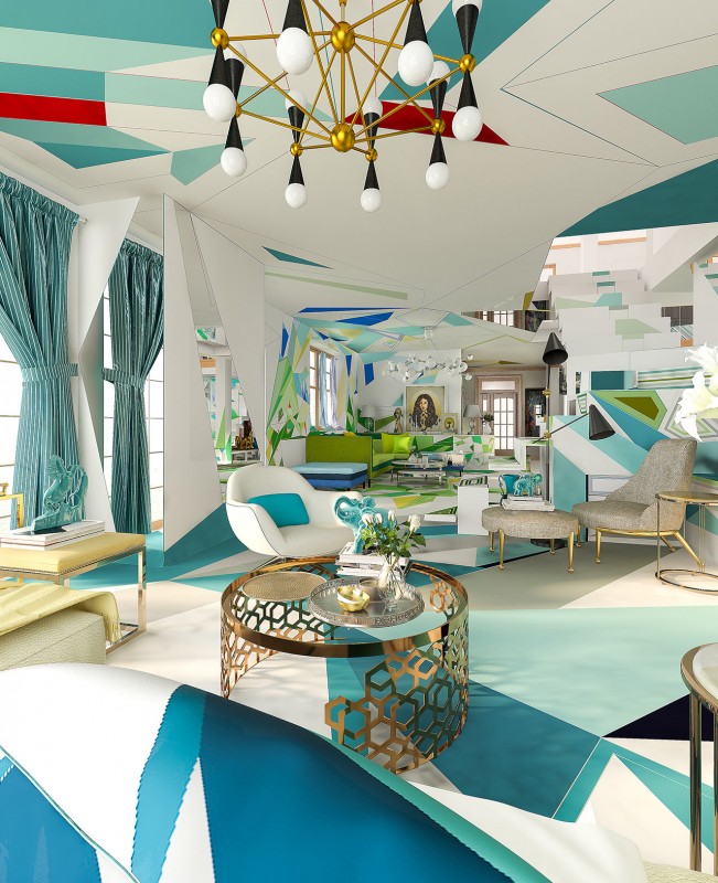 Интерьер дома в Софии, Болгария, вдохновленный работами импрессионистов XIX века Интерьер дома в Софии, Болгария, вдохновленный работами импрессионистов XIX века