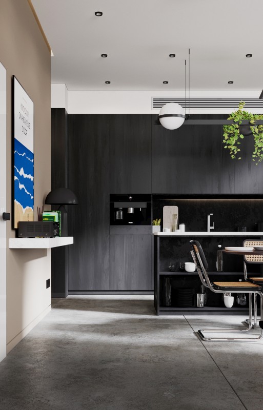 Строгий интерьер в темных тонах