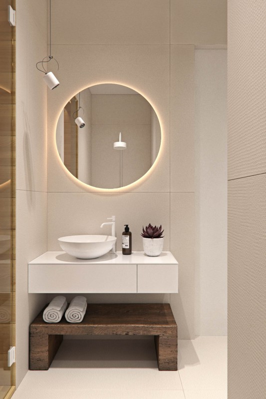 Сочетание белого, серого и кремово-бежевого цветов в интерьере двухуровневой квартиры Сочетание белого, серого и кремово-бежевого цветов в интерьере двухуровневой квартиры