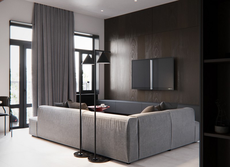 Контрастный интерьер небольшой квартиры