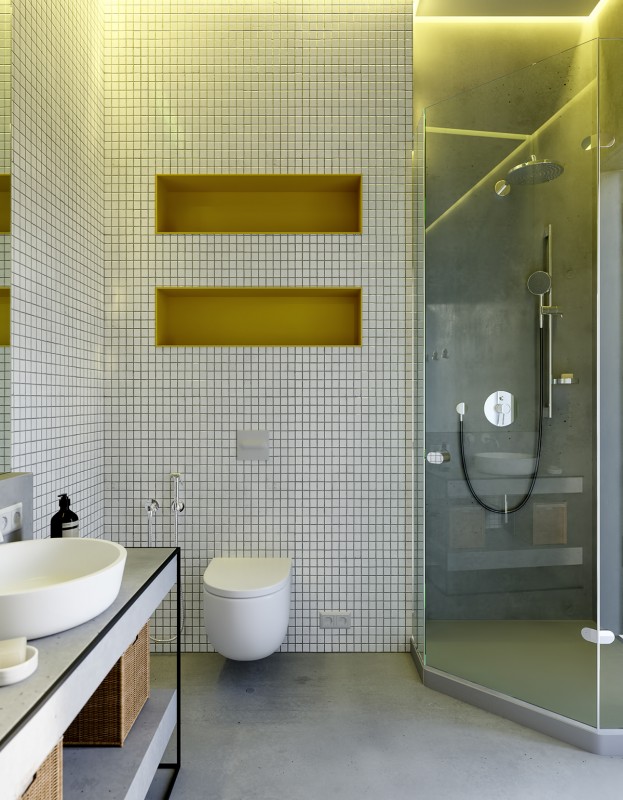 Удачное сочетание мрамора, камня и дерева