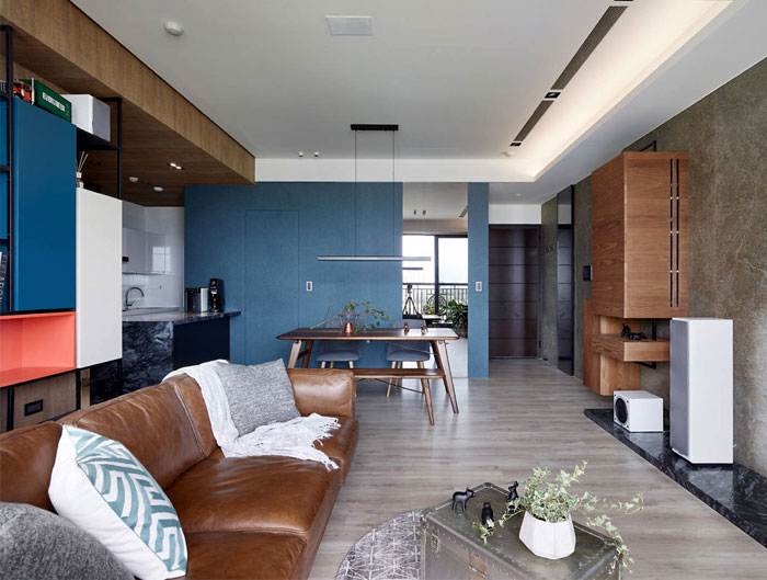 Оттенки синего в интерьере апартаментов в Тайбэе Оттенки синего в интерьере апартаментов в Тайбэе