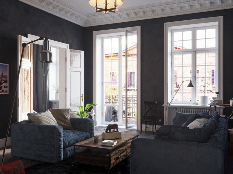 Контрастное оформление апартаментов в Швеции