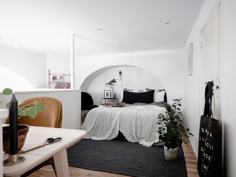 Однокомнатная квартира с мансардой в Швеции Однокомнатная квартира с мансардой в Швеции