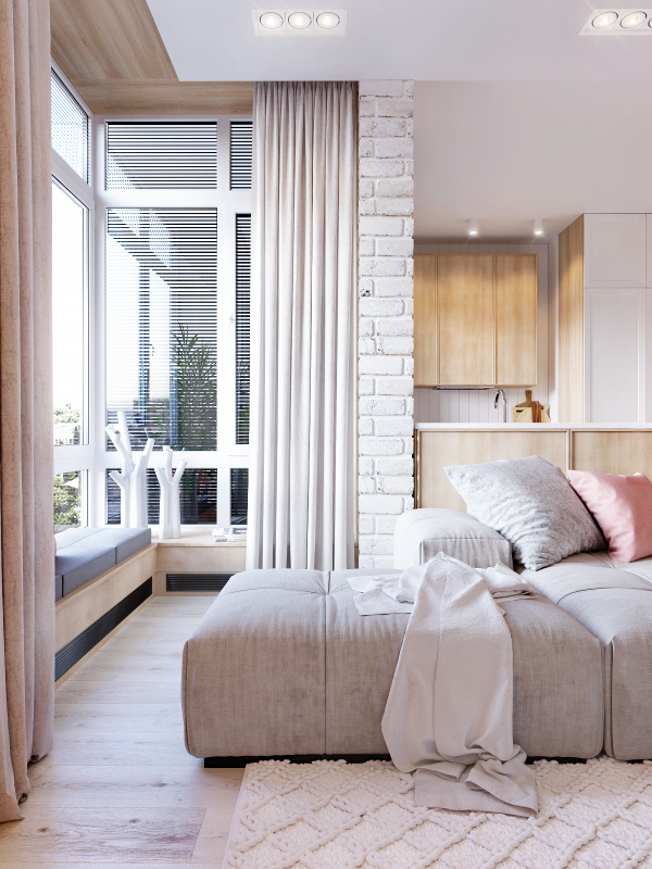 Практичная и функциональная квартира в розово-белых тонах