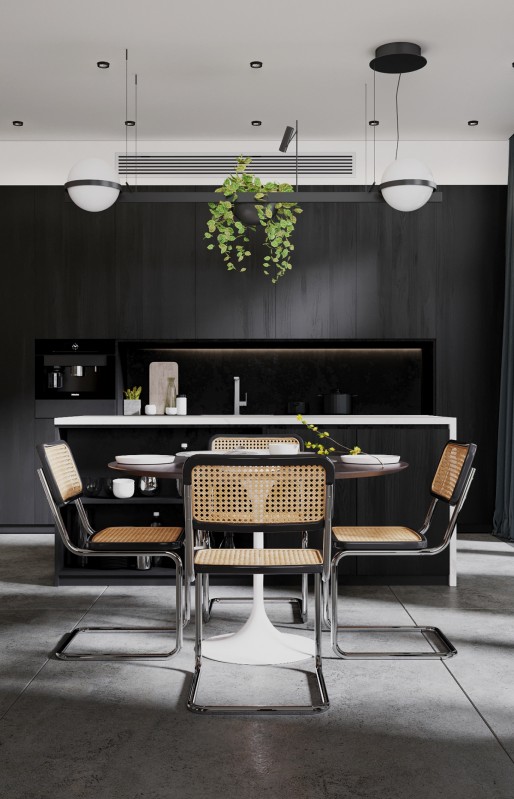 Строгий интерьер в темных тонах