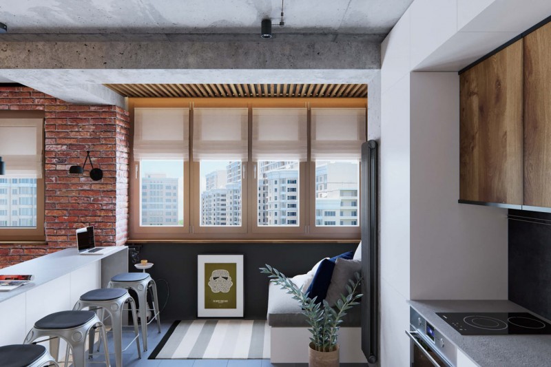 Холостяцкая квартира в индустриальном стиле