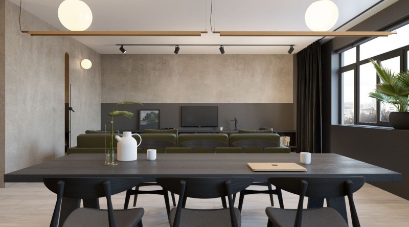 Проект квартиры в темных тонах