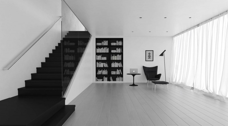 Черно-белое оформление виллы в Дубае