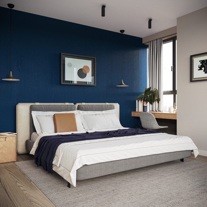 Дизайн интерьера с использованием оранжевого и синего