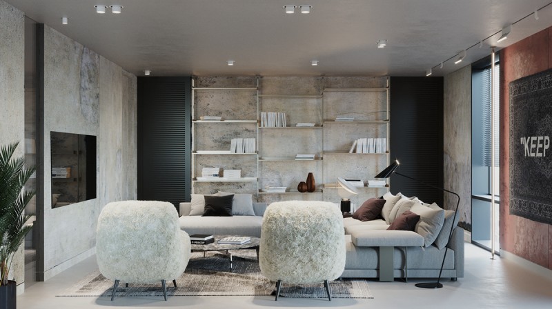 Мрачный, но уютный интерьер