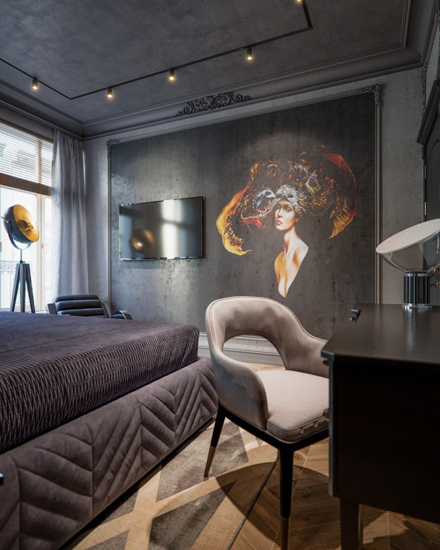 Интерьер спальни в лофте Интерьер спальни в лофте