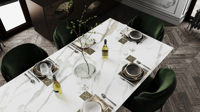 Контрастное сочетание лепнины на стенах с ультрасовременной мебелью и аксессуарами Контрастное сочетание лепнины на стенах с ультрасовременной мебелью и аксессуарами