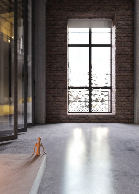 Желтые акценты в интерьере лофта