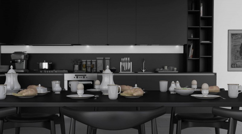 Черно-белое оформление виллы в Дубае