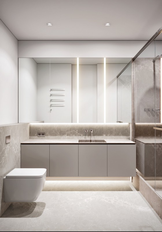 Интерьер просторной квартиры в нейтральной палитре