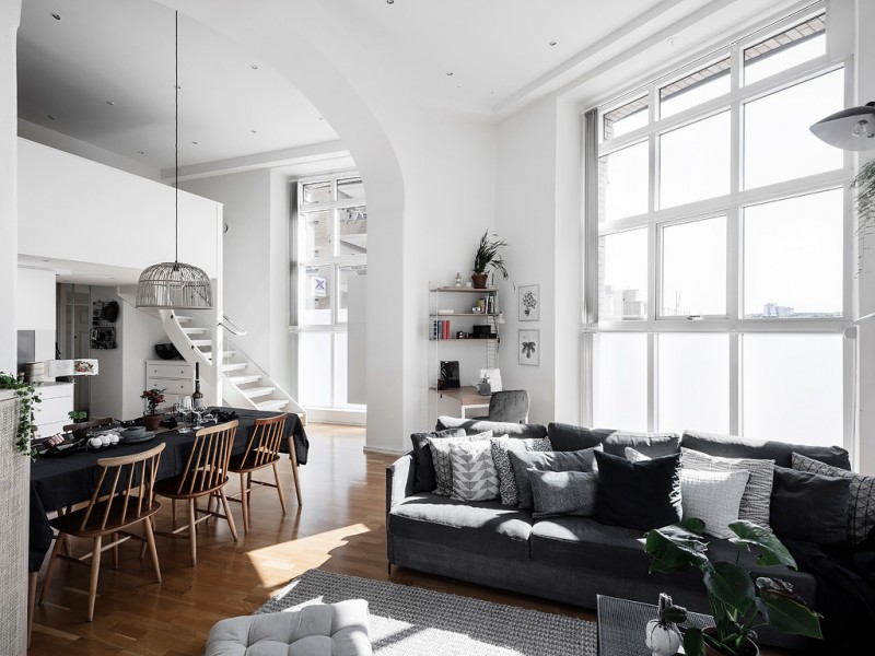 Однокомнатная квартира с мансардой в Швеции Однокомнатная квартира с мансардой в Швеции