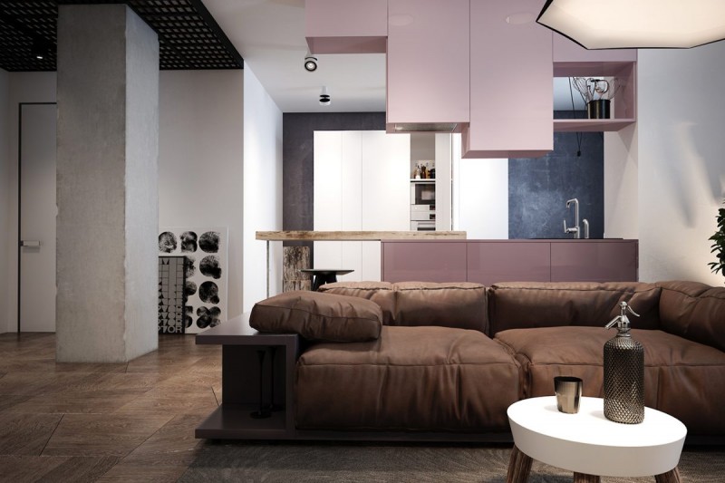 Минималистичный интерьер с сочетанием различных фактур и цветов