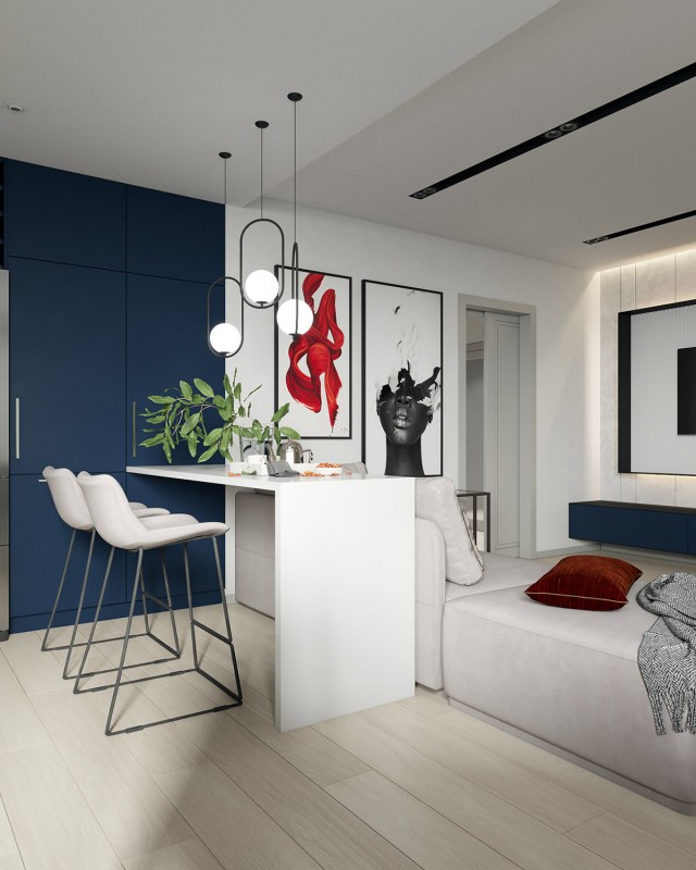 Акцентная мебель в монохромном интерьере