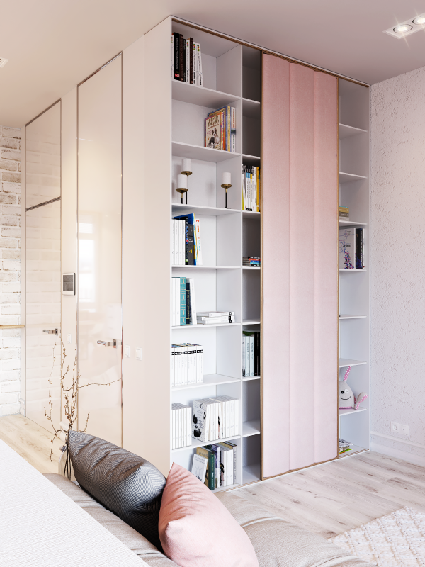 Практичная и функциональная квартира в розово-белых тонах