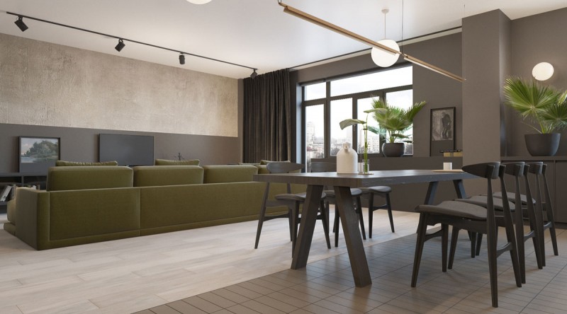 Проект квартиры в темных тонах