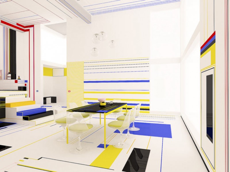 Дизайн интерьера, вдохновленнный творчеством голландского художника Пита Мондриана