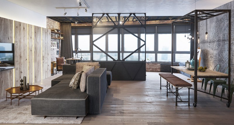 Квартира, оформленная в индустриальном стиле