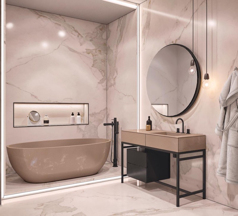 Дизайн интерьера с использованием мрамора и дерева Дизайн интерьера с использованием мрамора и дерева