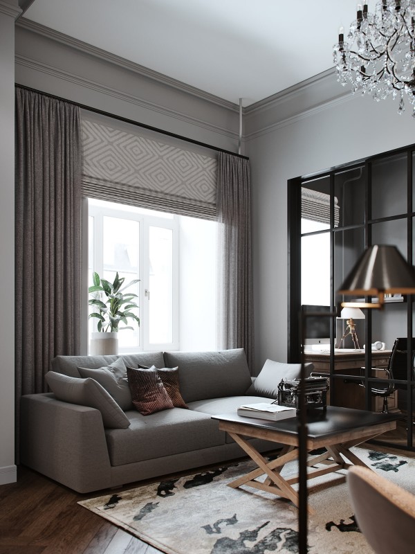 Элегантный интерьер трехкомнатной квартиры