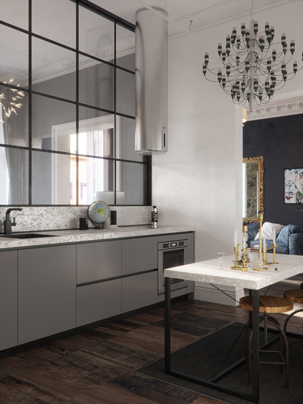 Контрастное оформление апартаментов в Швеции