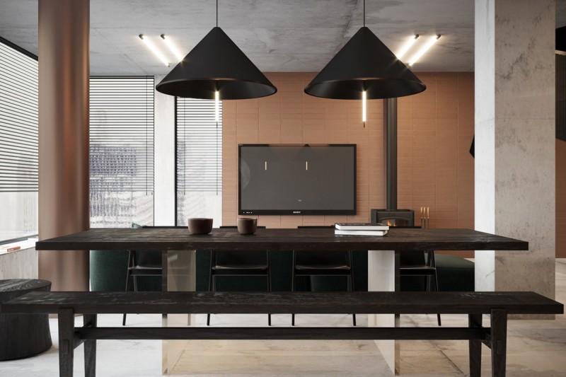 Проект лофта в темных тонах