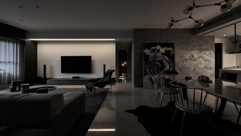 Темные тона в интерьере стильных апартаментов