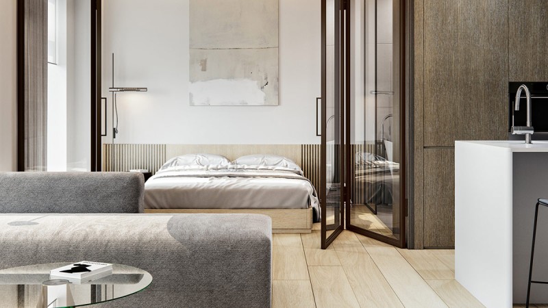 Иньтерьер апартаментов в нейтральных тонах