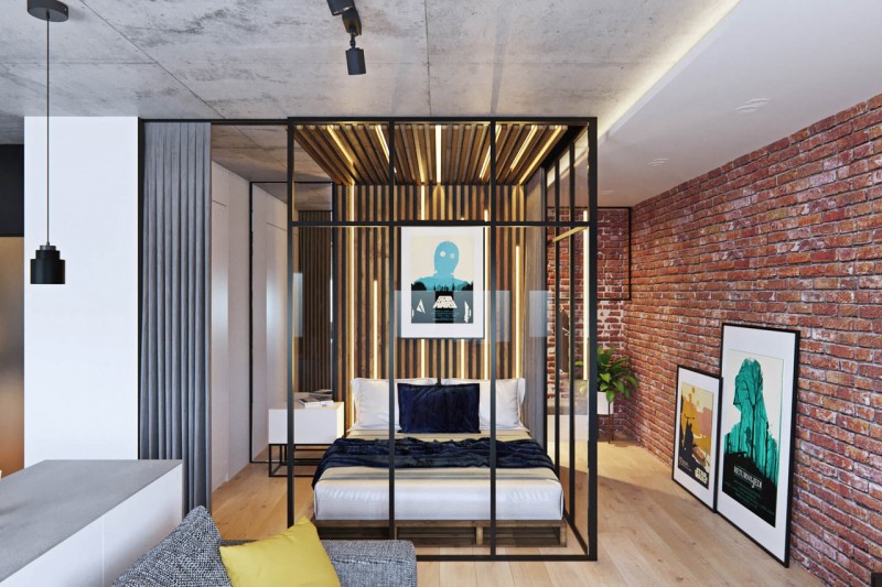 Холостяцкая квартира в индустриальном стиле