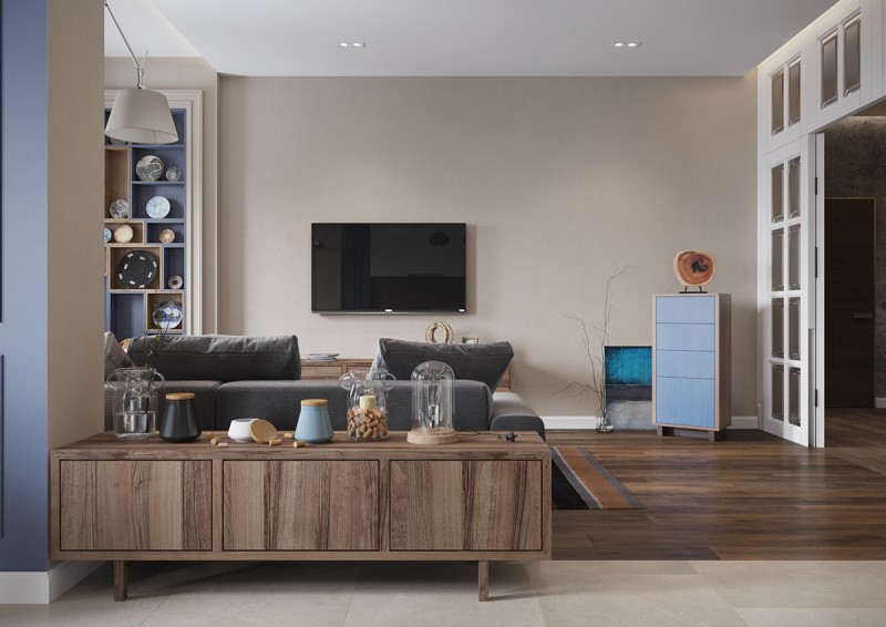 Синие акценты в интерьере