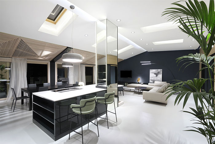 Открытая планировка просторной квартиры в Белграде