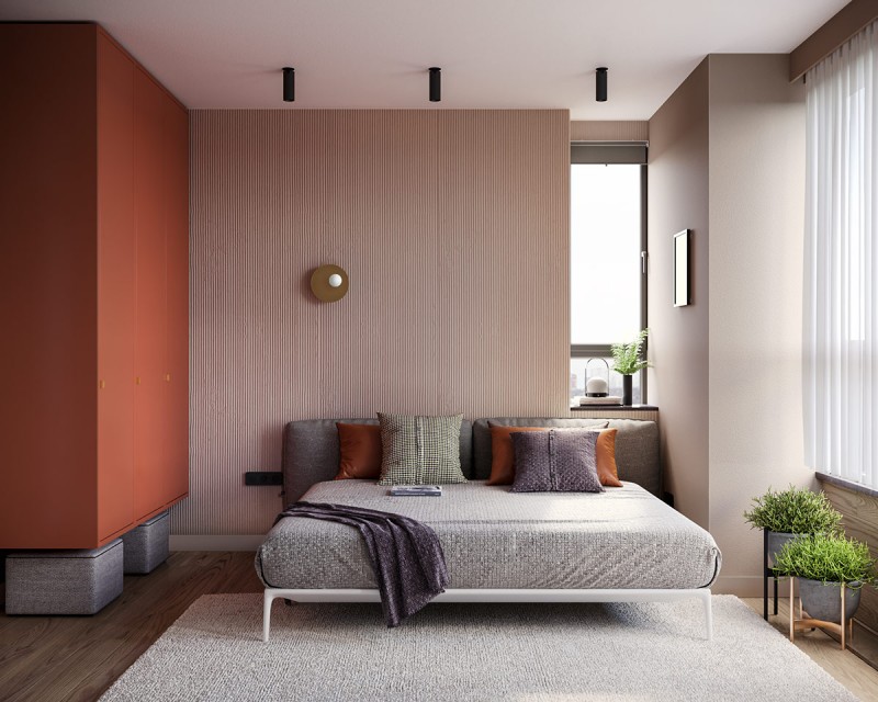 Дизайн интерьера с использованием оранжевого и синего