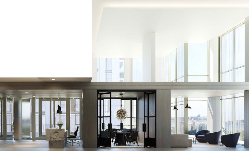 Интерьер холла, роскошных квартир и пентхауса в элитном жилом комплексе