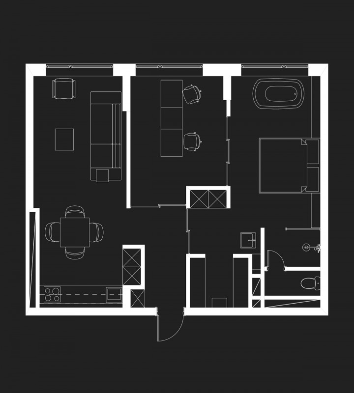 Имитация скалы в интерьере дома в Исландии