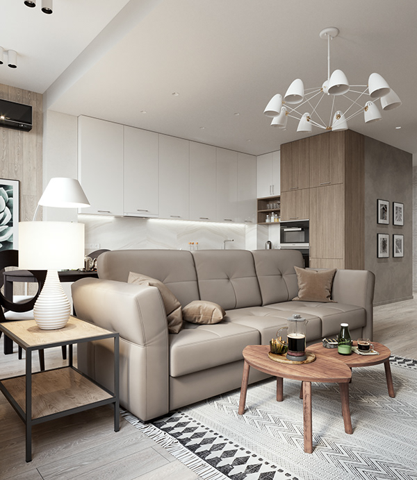 Современный интерьер – квартира в теплых тонах