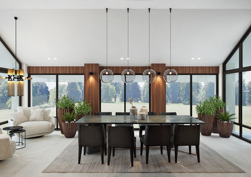 Акцентные стены в интерьере особняка